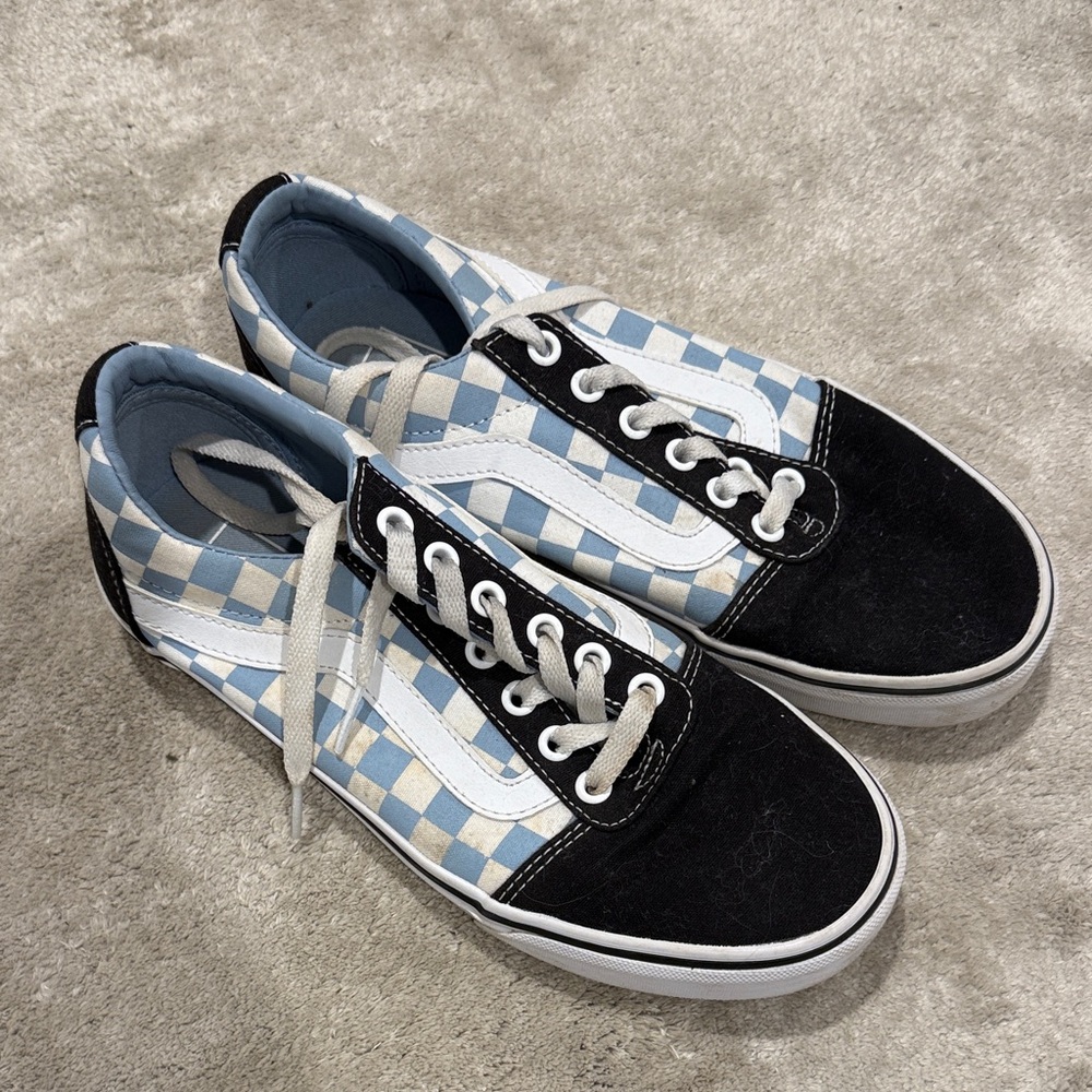 Vans Blue and White Checkerboard Shoes